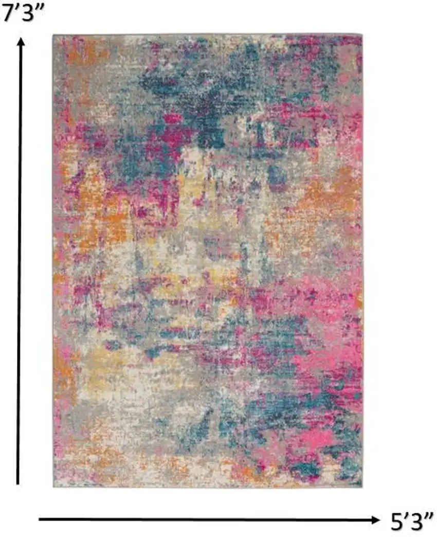 Ivory and Multi Abstract Area Rug Photo 6