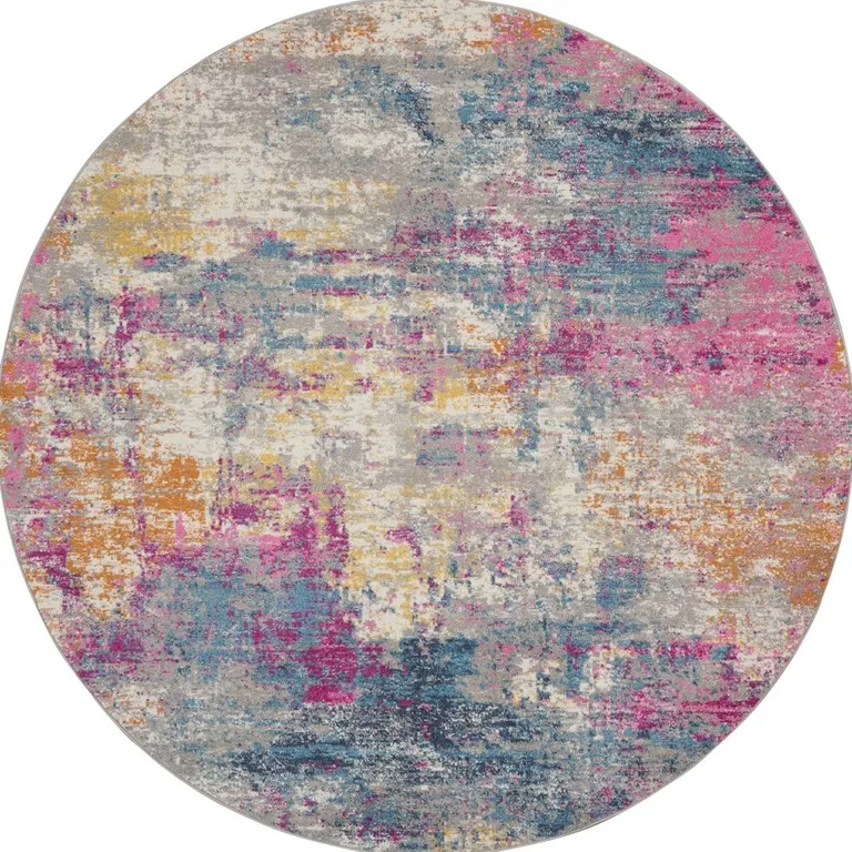 Ivory and Multi Abstract Area Rug Photo 3