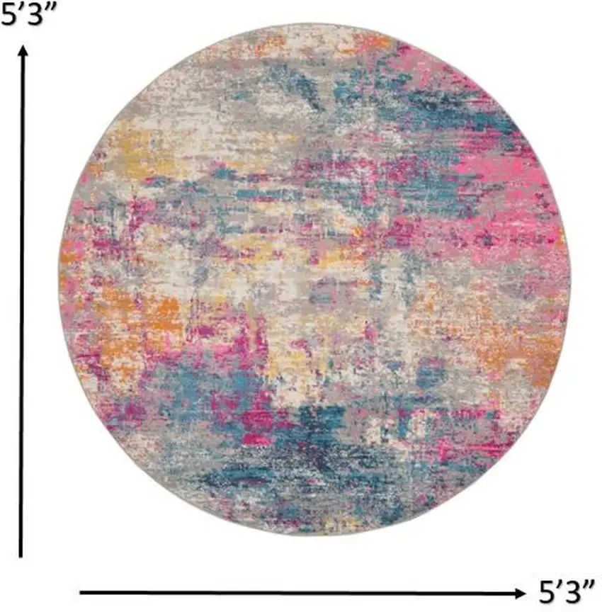 Ivory and Multi Abstract Area Rug Photo 5