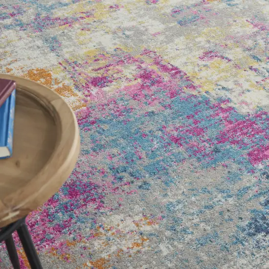 Ivory And Blue Abstract Area Rug Photo 8