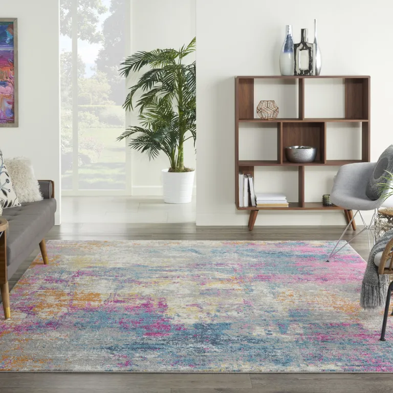 Ivory and Multi Abstract Area Rug Photo 3
