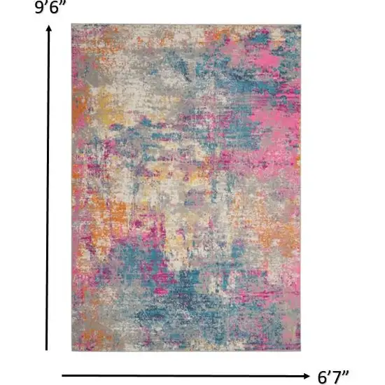 Ivory and Multi Abstract Area Rug Photo 5