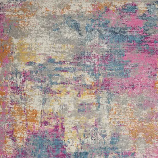 Ivory And Blue Abstract Area Rug Photo 5