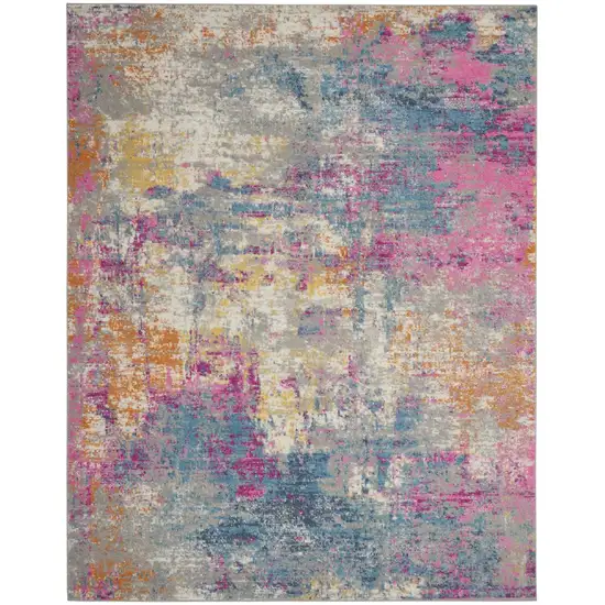 Ivory And Blue Abstract Area Rug Photo 8