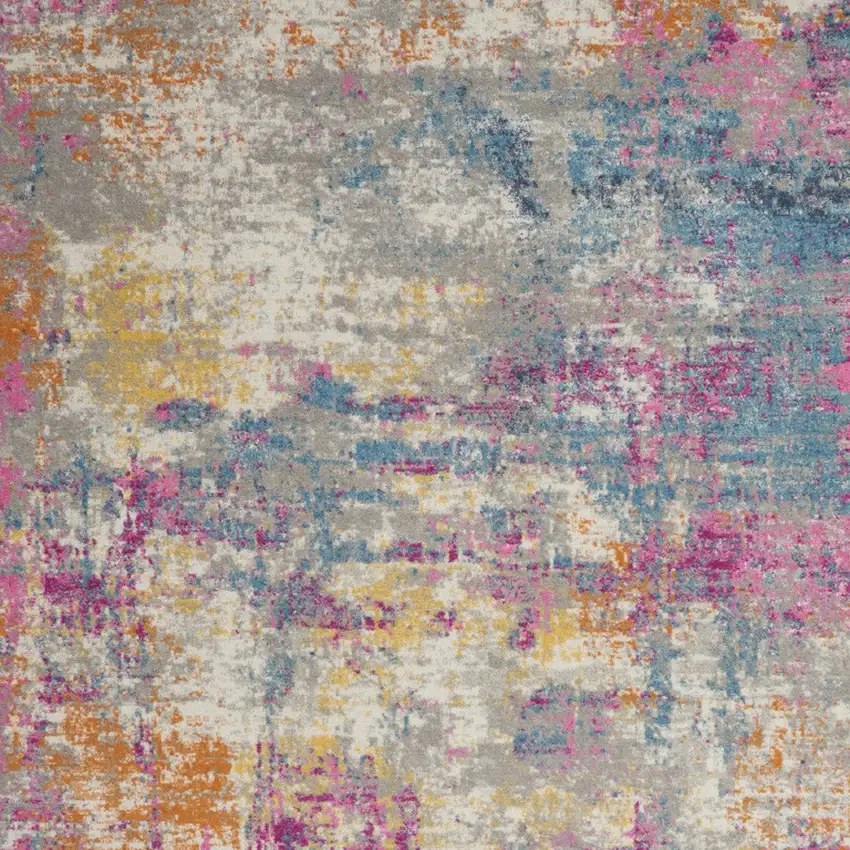 Ivory And Blue Abstract Area Rug Photo 7