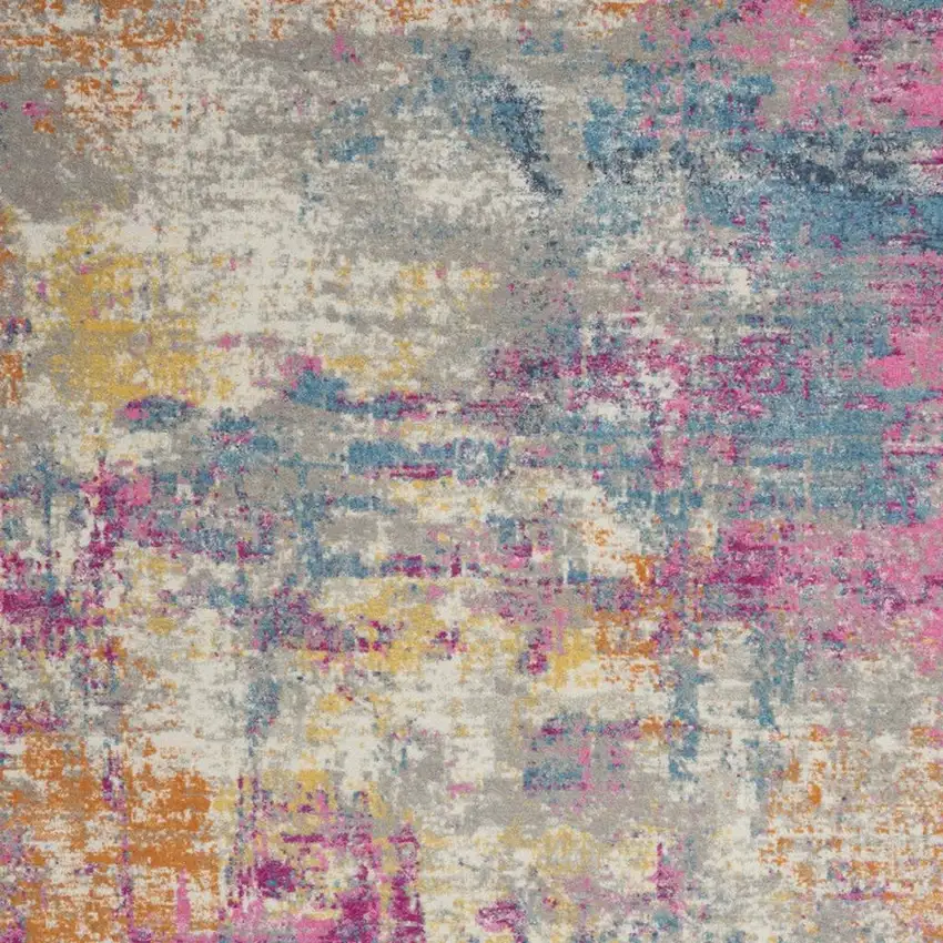 Ivory And Blue Abstract Area Rug Photo 1