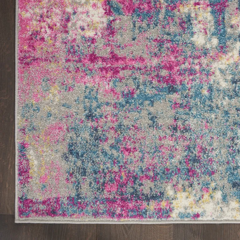 Ivory and Multi Abstract Runner Rug Photo 5