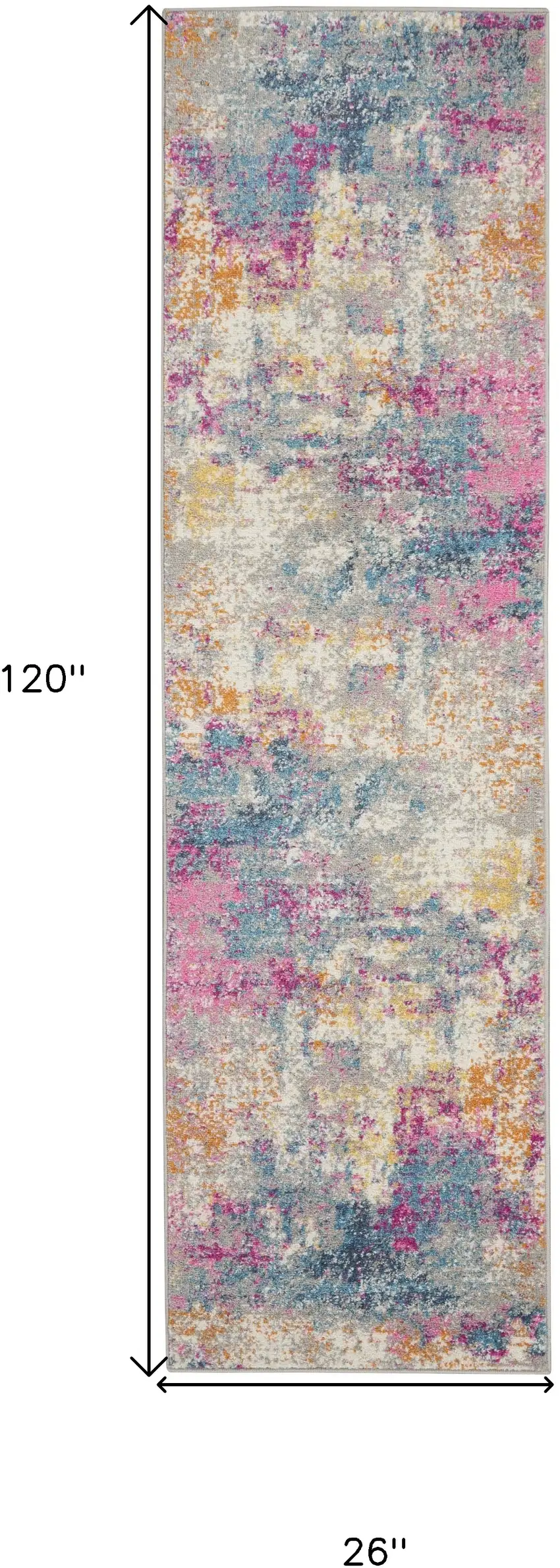 10' Ivory And Blue Abstract Runner Rug Photo 9