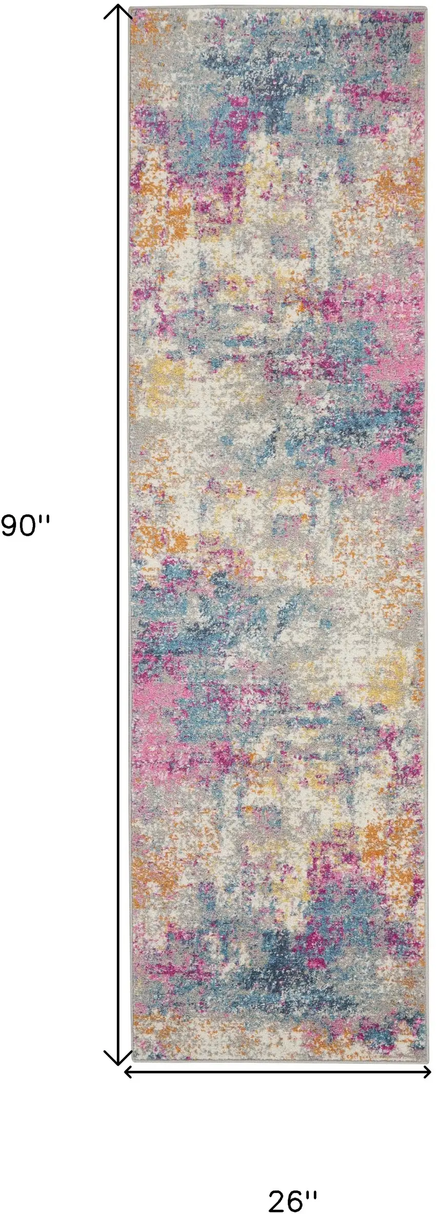8' Ivory And Blue Abstract Runner Rug Photo 9