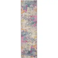 Photo of Ivory and Multi Abstract Runner Rug