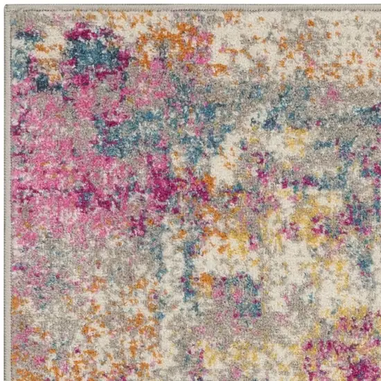 Ivory And Blue Abstract Area Rug Photo 1