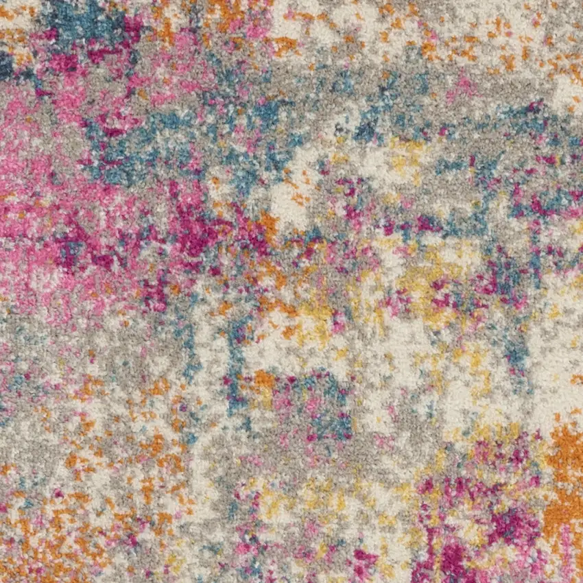 Ivory And Blue Abstract Area Rug Photo 7