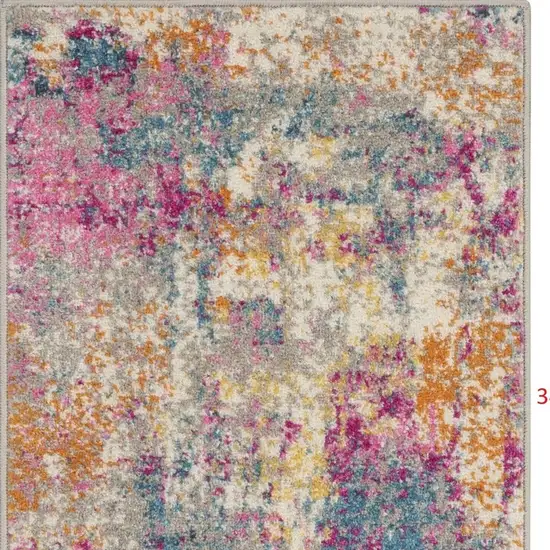 Ivory And Blue Abstract Area Rug Photo 6