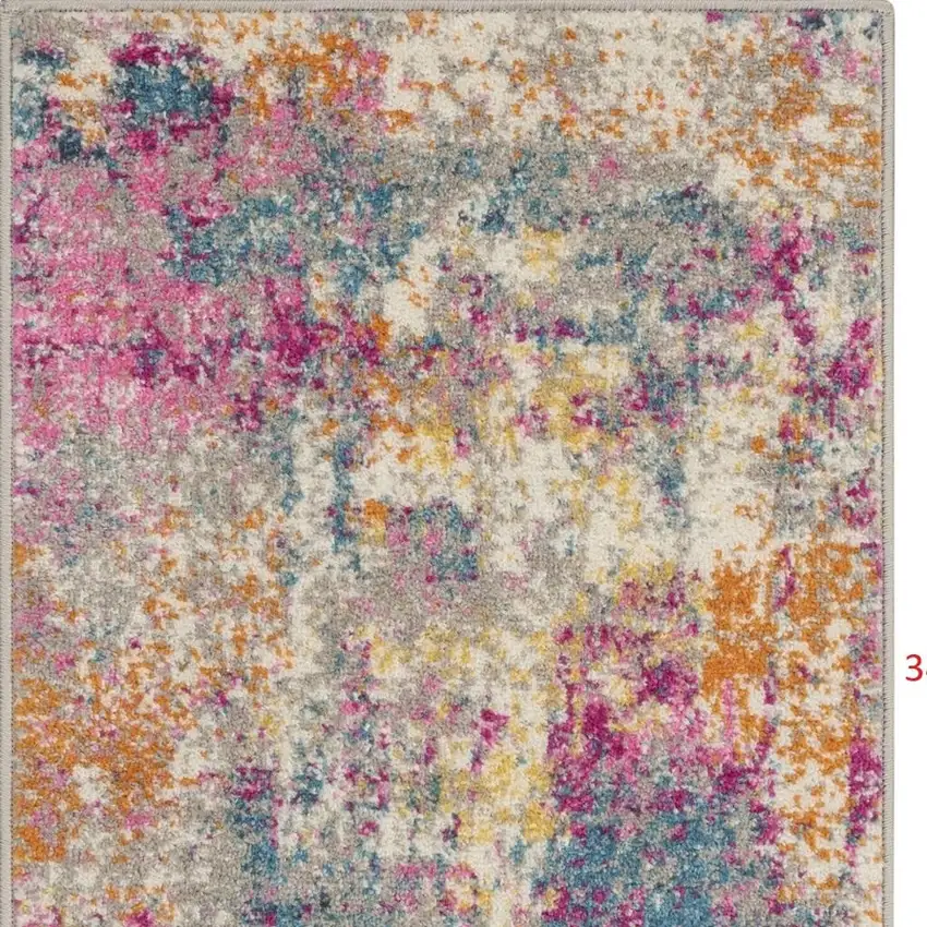 Ivory And Blue Abstract Area Rug Photo 6