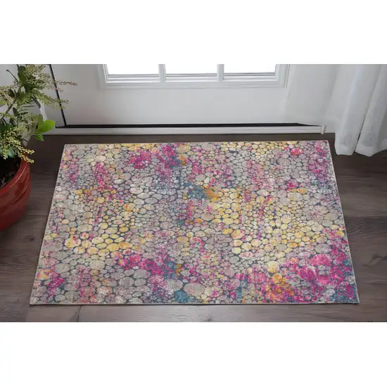 Ivory And Blue Abstract Area Rug Photo 2