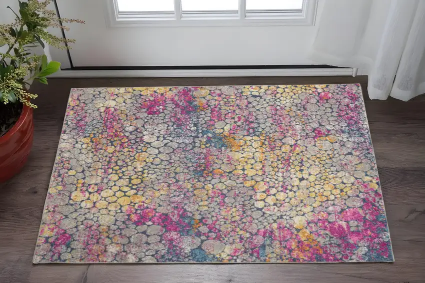 Ivory And Blue Abstract Area Rug Photo 2