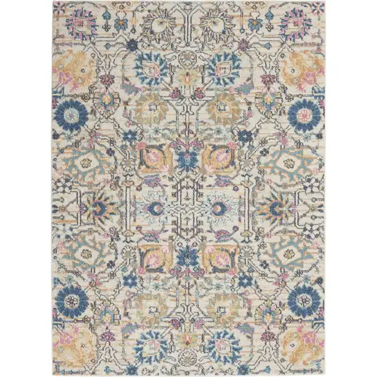 Ivory And Blue Floral Area Rug Photo 9