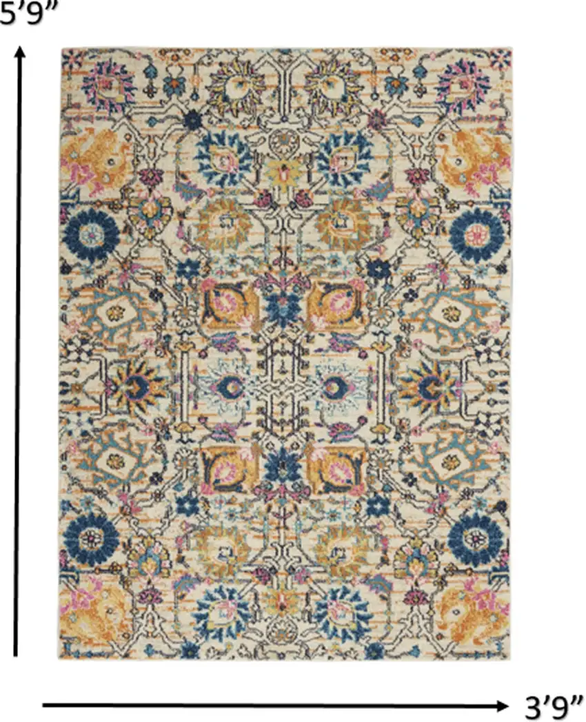 Orange And Ivory Floral Power Loom Area Rug Photo 6