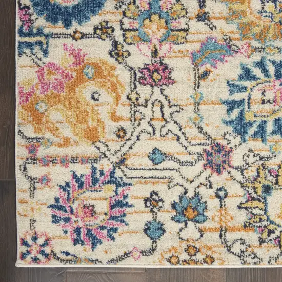 Orange And Ivory Floral Power Loom Area Rug Photo 2