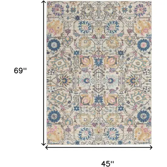 Ivory And Blue Floral Area Rug Photo 9