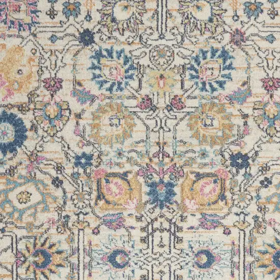 Ivory And Blue Floral Area Rug Photo 6