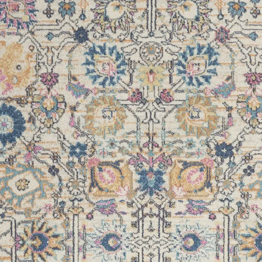 Ivory And Blue Floral Area Rug Photo 6