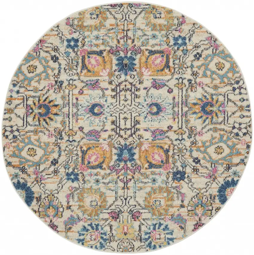 Ivory and Multicolor Floral Buds Area Rug Photo 9