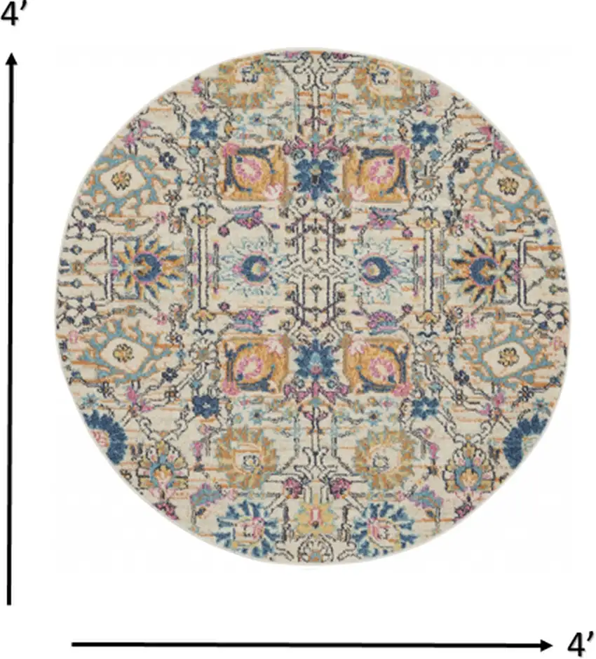 Ivory and Multicolor Floral Buds Area Rug Photo 5