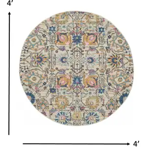 Photo of Ivory and Multicolor Floral Buds Area Rug