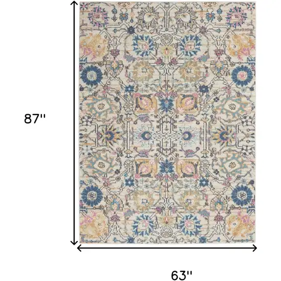 Ivory And Blue Floral Area Rug Photo 9