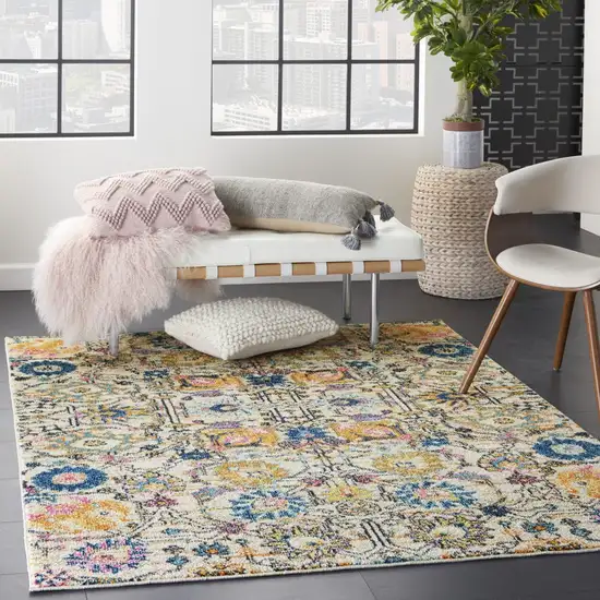 Ivory and Multicolor Floral Buds Area Rug Photo 6