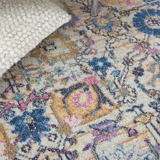 Ivory And Blue Floral Area Rug Photo 8