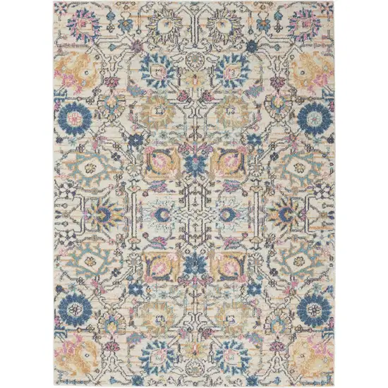Ivory And Blue Floral Area Rug Photo 7