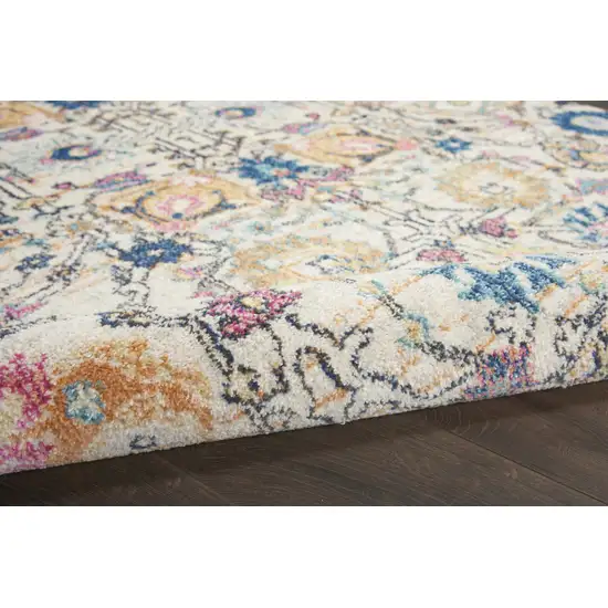 Ivory And Blue Floral Area Rug Photo 5