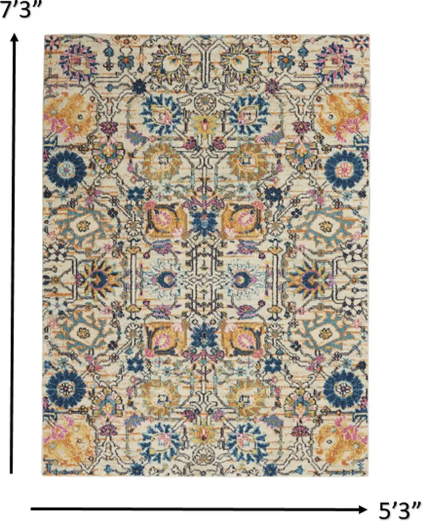 Ivory and Multicolor Floral Buds Area Rug Photo 4