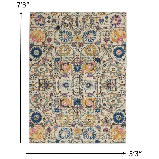 Ivory and Multicolor Floral Buds Area Rug Photo 4