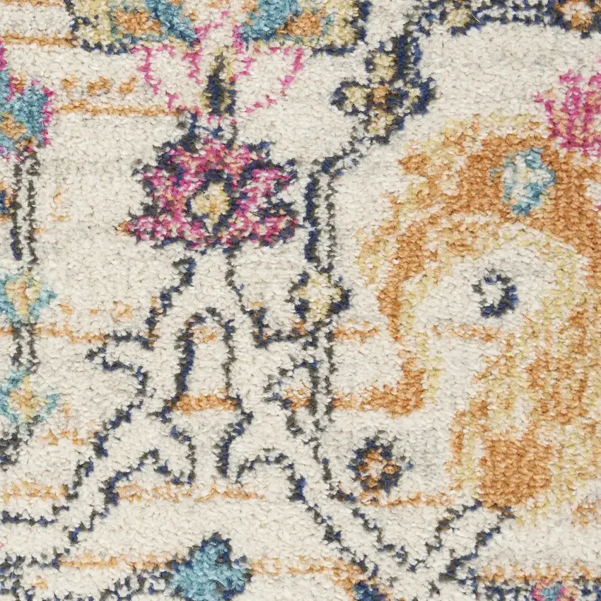 Ivory And Blue Floral Area Rug Photo 4