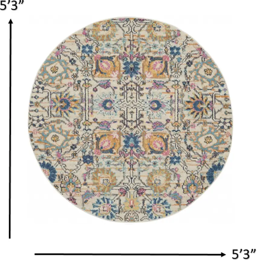 Ivory and Multicolor Floral Buds Area Rug Photo 5
