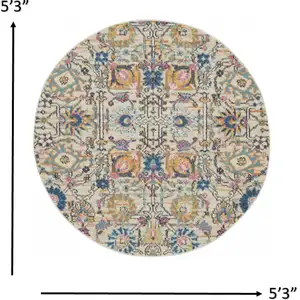Photo of Ivory and Multicolor Floral Buds Area Rug