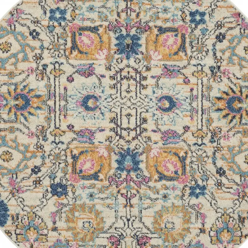 Ivory and Multicolor Floral Buds Area Rug Photo 8