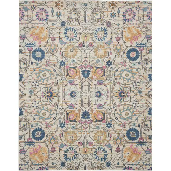 Ivory And Blue Floral Area Rug Photo 1
