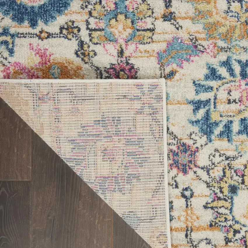 Ivory And Blue Floral Area Rug Photo 9