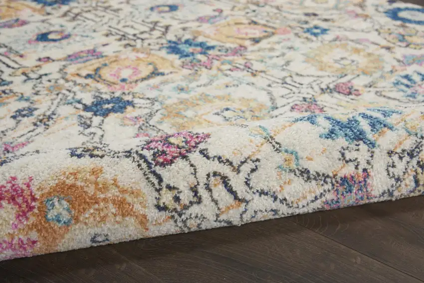 Ivory And Blue Floral Area Rug Photo 7