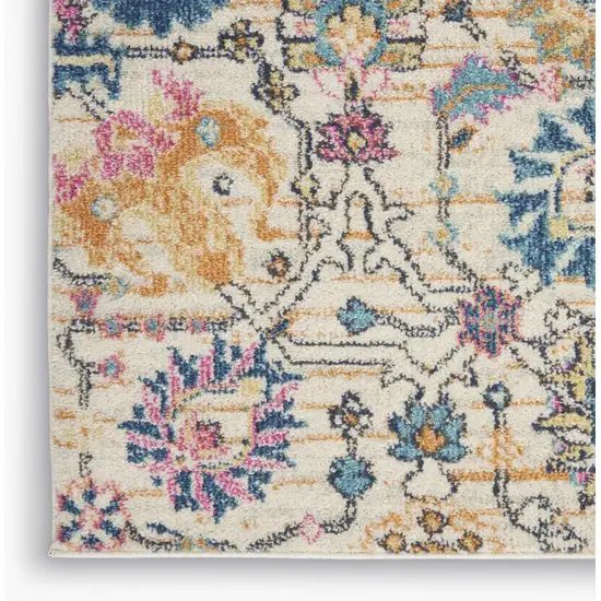 Ivory And Blue Floral Area Rug Photo 8