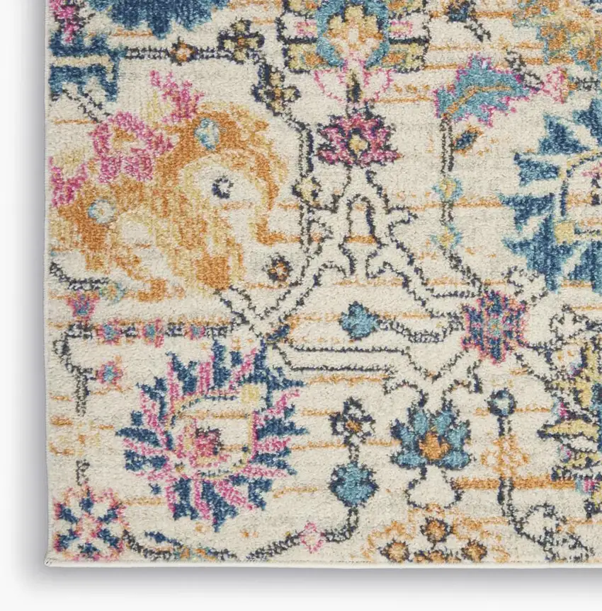 Ivory And Blue Floral Area Rug Photo 8