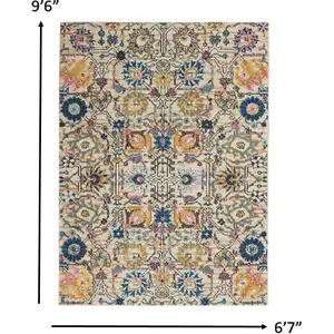 Photo of Ivory and Multicolor Floral Buds Area Rug