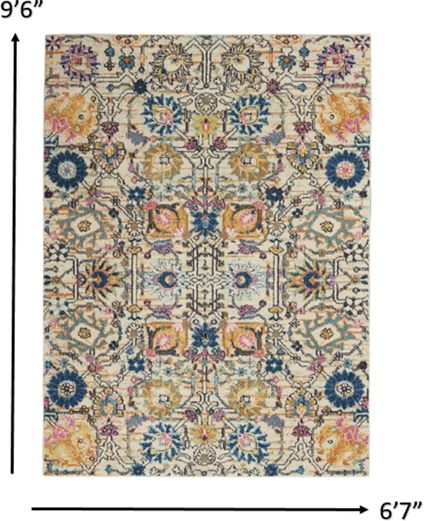 Ivory and Multicolor Floral Buds Area Rug Photo 4