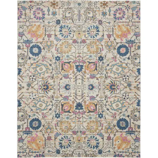 Ivory And Blue Floral Area Rug Photo 8