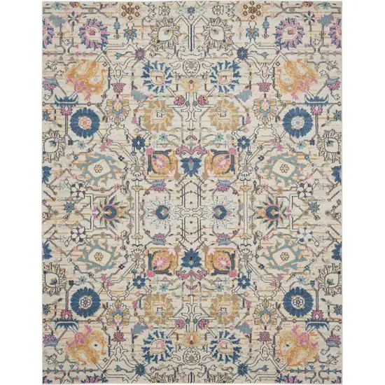 Ivory And Blue Floral Area Rug Photo 6
