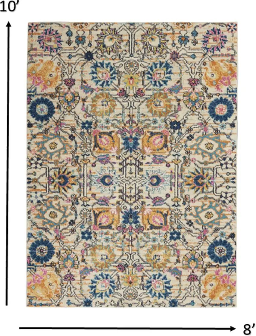 Orange And Ivory Floral Power Loom Area Rug Photo 7